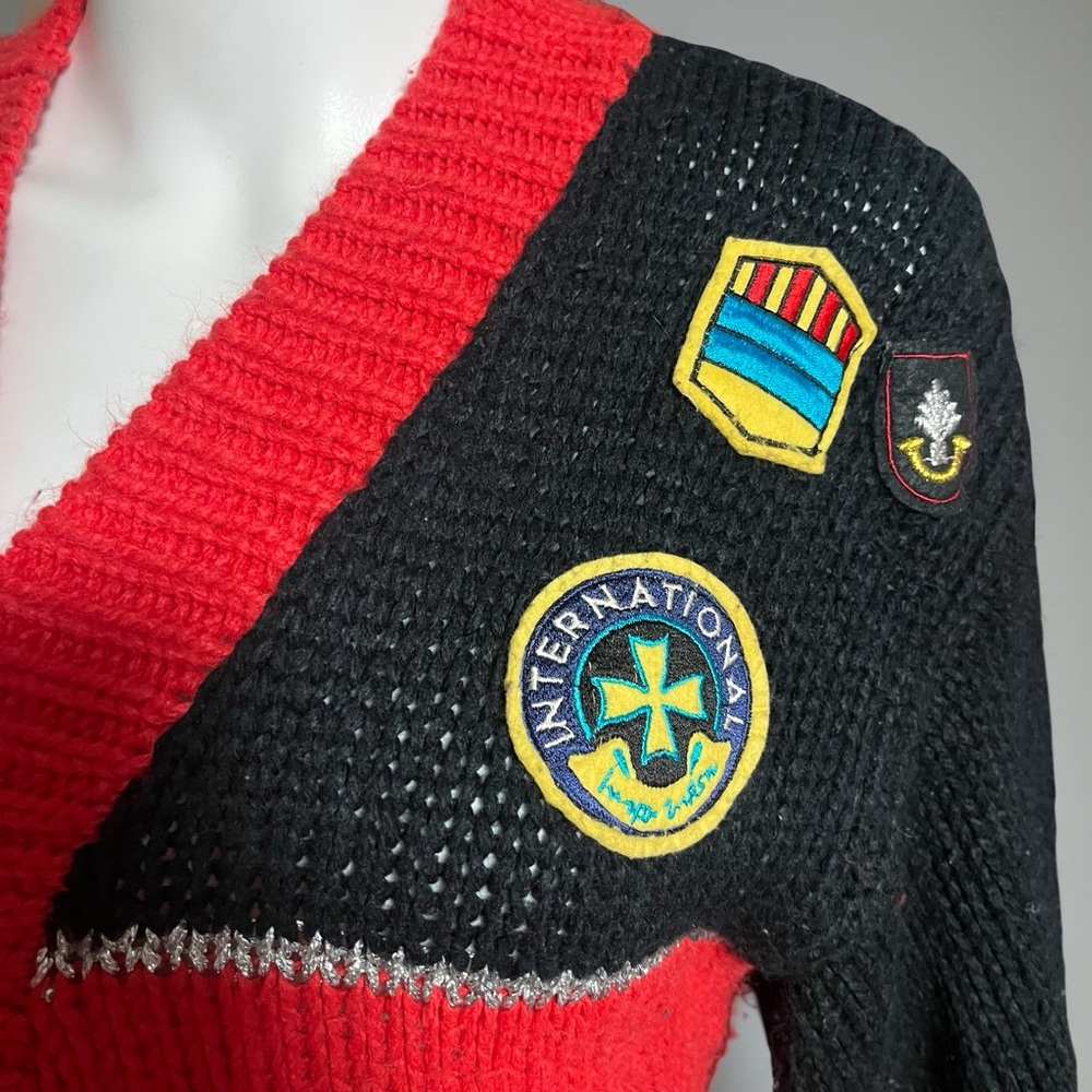 Vintage Black & Red Patchwork Cardigan (Estimated Late 80s–Early 90s) - Picture 4 of 14
